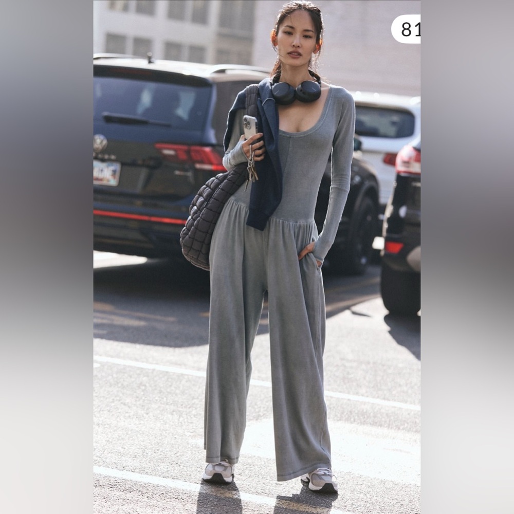 FP Movement by Free People Gray Scoop-Neck Jumpsuit